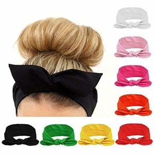 Women’s Multi-Color Stretch Headbands, Workout Headband, Bows For Hair, Set Of 8
